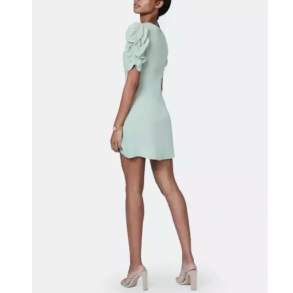 BILLIE The Label Revolve Helena Mini Dress Women’s Sage Green Puff Sleeves - Picture 4 of 16
